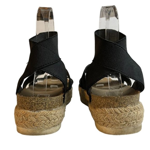 Cushionaire Mandy Flatform Sandals Size 7.5M Cork Footbed Espadrille Black Strap - Picture 6 of 11